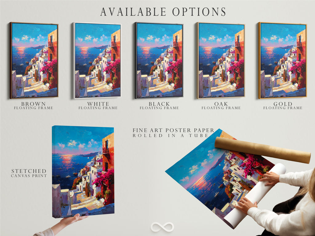 Available options include a stretched canvas print. Also see fine art poster paper and a floating frame. Explore various ways to display your artwork. Customize your art to match your style. Find the perfect presentation for your artwork. Many possibilities and options.