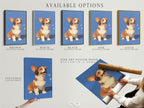 Available options: stretched canvas print fine art poster paper floating frame of Corgi Music Artwork Print. Dog listening to headphones canvas wall art. A blue pet portrait for office wall decor. Ideal for dog lovers seeking unique wall art.