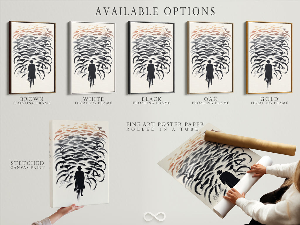 Explore available options for your bicycle art. Choose between a stretched canvas print a fine art poster paper or a floating frame. Customize your bikes wall art to match your decor. Get the perfect cyclist artwork today.