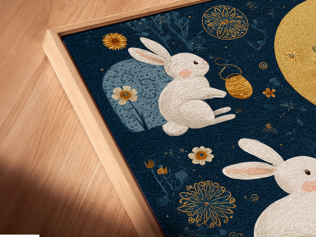 A close-up angled view of a canvas print in a floating frame. The canvas appears to hover. This creates a modern gallery-like effect. It is perfect for contemporary spaces. Get a unique perspective on framed art.