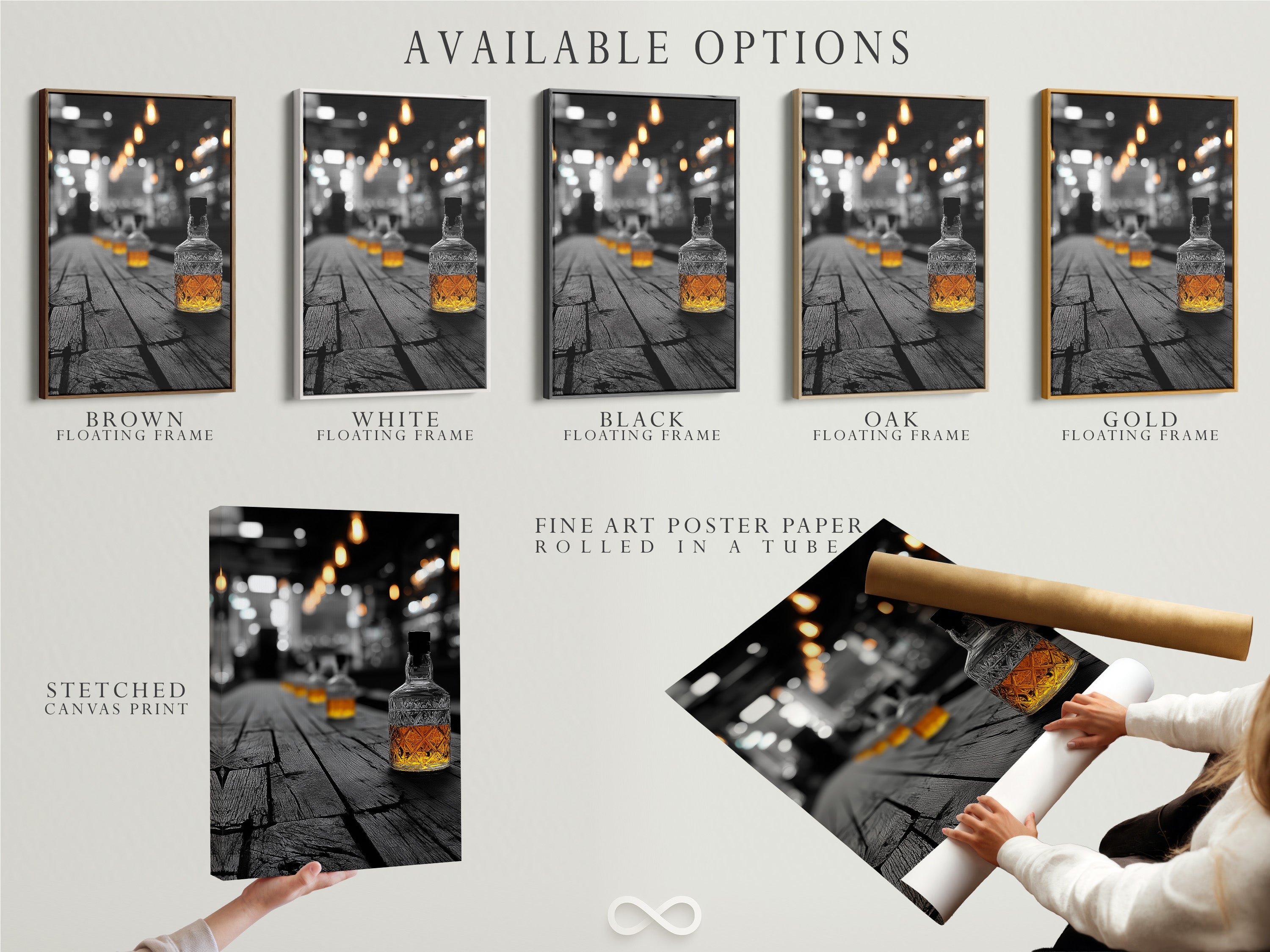 Available options for whiskey bar artwork. These include stretched canvas prints fine art poster paper and floating frames. The bourbon wall art is perfect for any decor style. The vintage distillery art complements rustic and traditional aesthetics. Customize your art today.