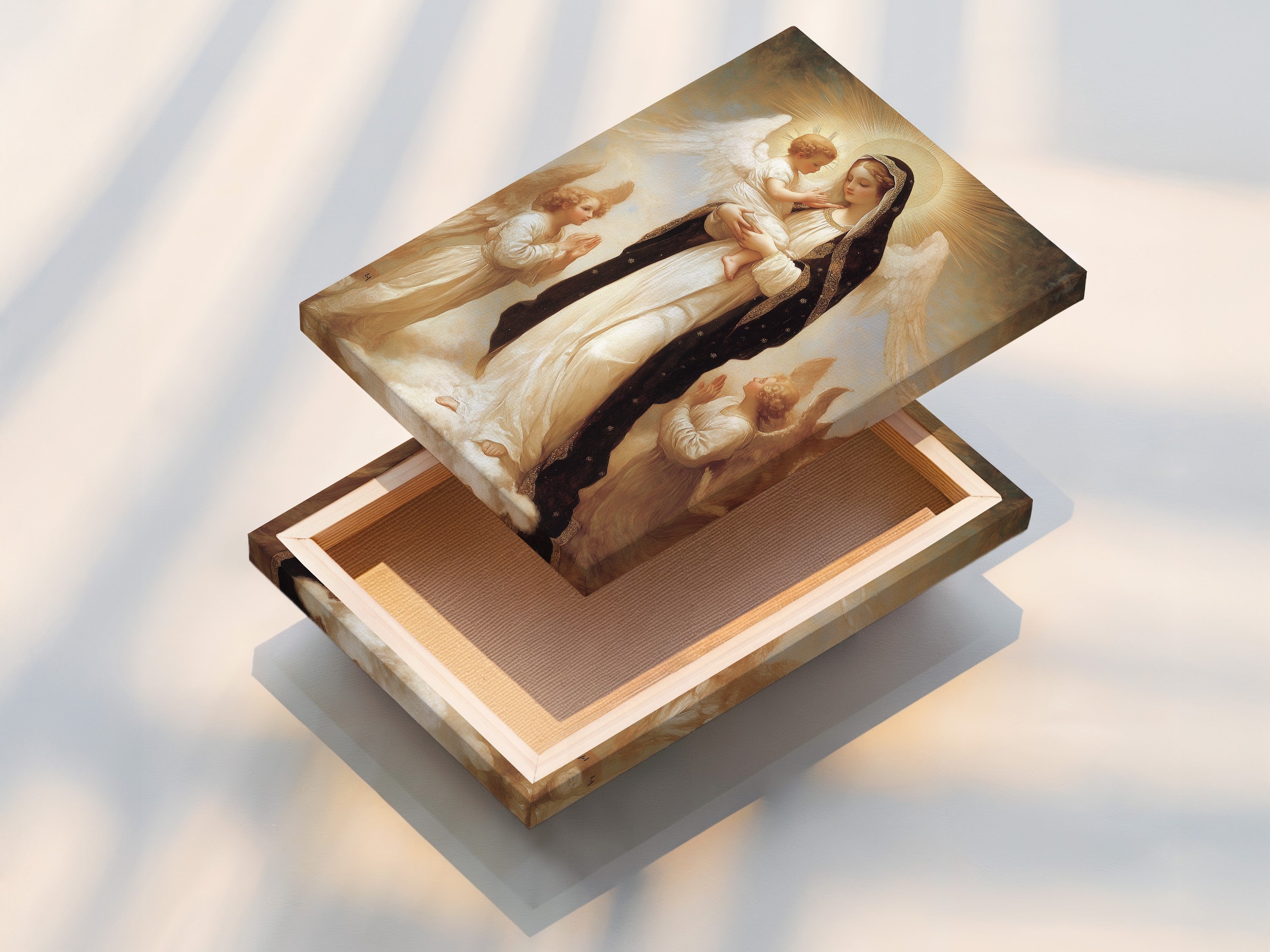 A stretched canvas print ready to hang. The canvas is tightly stretched for a smooth look. The print is vibrant and clear. This art is a great addition to any room.