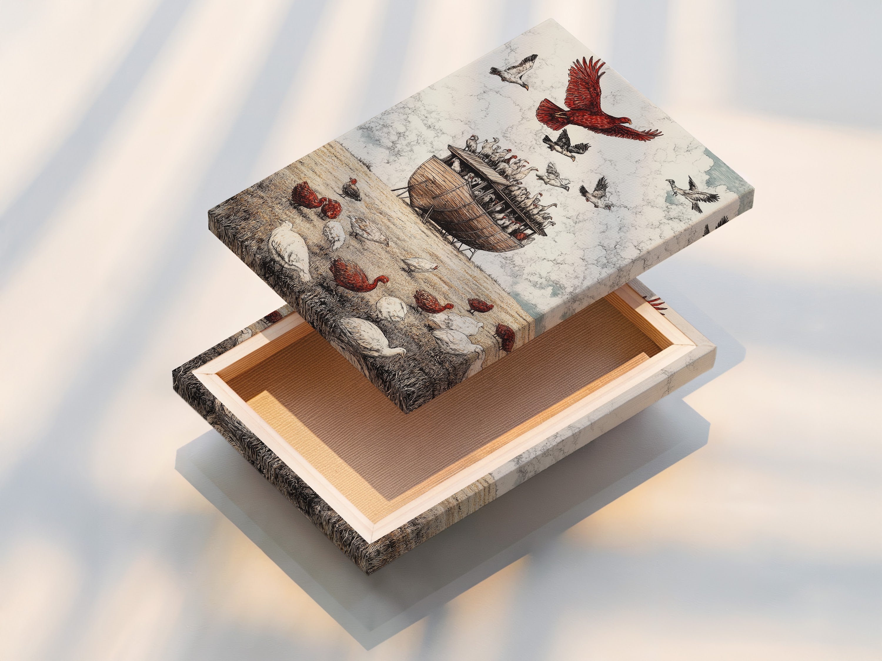 A stretched canvas print ready to hang. The canvas print offers a gallery-wrapped look. It provides a professional finish. The stretched canvas ensures the artwork is taut and smooth. Ready to display.