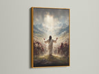 See the Jesus Christ artwork in a gold frame. This christian canvas adds elegance to your home. Ideal for prayer rooms or sanctuaries. Browse our faith artwork for a touch of spiritual beauty.