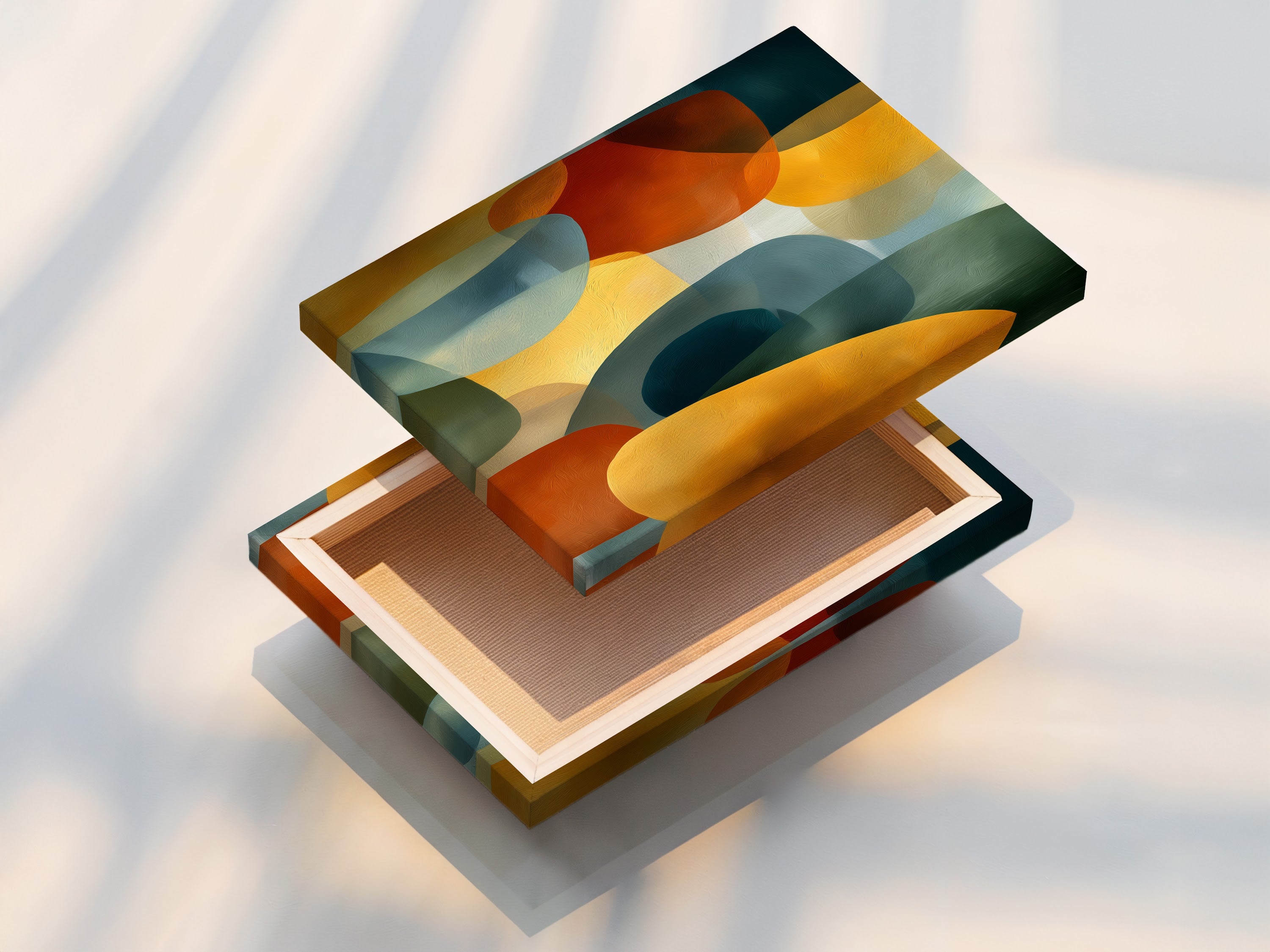 Abstract Geometric Canvas Print - Modern Colorful Wall Art, Contemporary Shapes Artwork for Living Room Decor