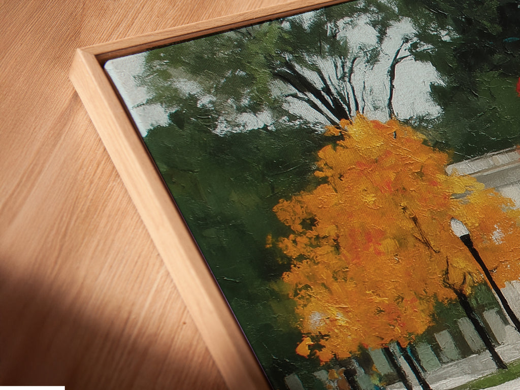 Here's a close up of a canvas print. It is in a floating frame. The floating frame gives a modern gallery look. This allows the artwork to stand out. The canvas print showcases fine details. It enhances the colors and textures. Perfect for those seeking contemporary art.