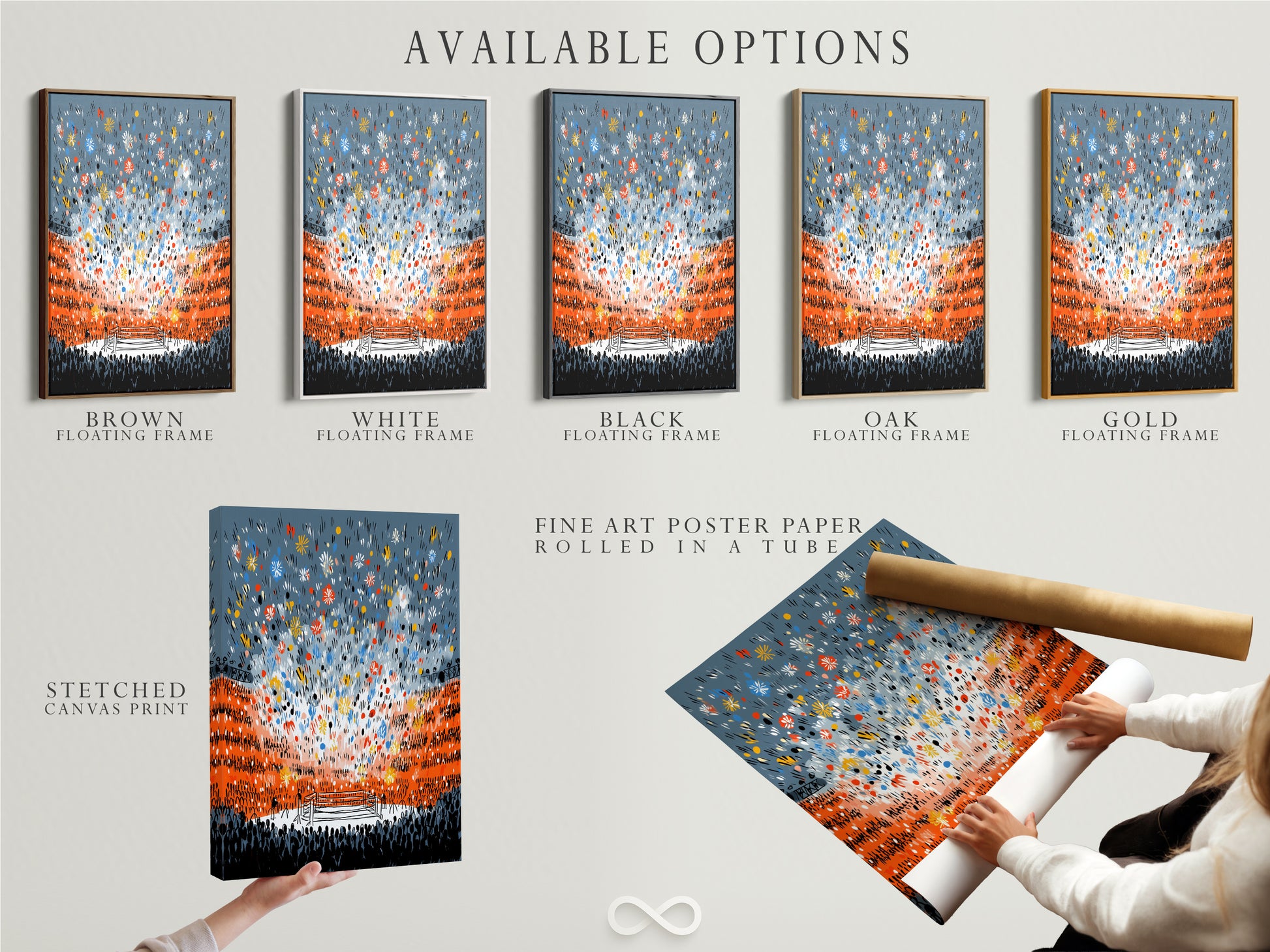 Explore available options for this boxing art: stretched canvas print fine art poster paper and floating frame. Customize your sports arena artwork to match your style. Perfect for a man cave or contemporary living space.  Find the perfect piece.