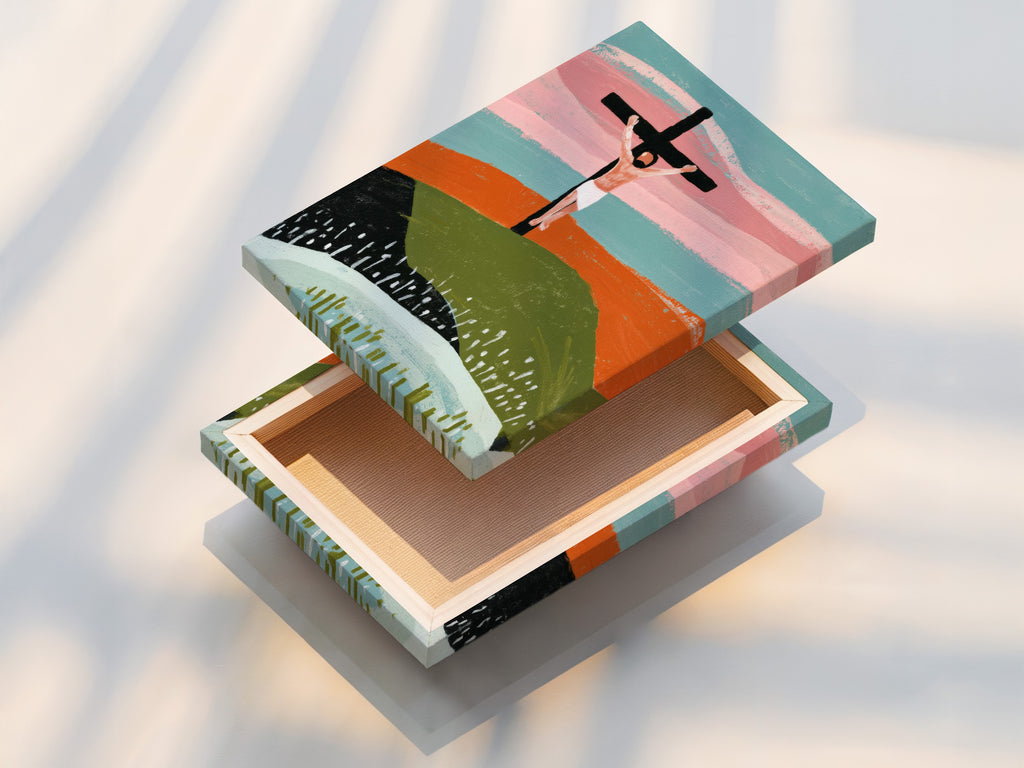 Stretched canvas print. The canvas is stretched tightly over a wooden frame. This provides a gallery-wrapped look. Stretched canvas prints are ready to hang and display. Canvas prints offer a textured and durable option for artwork.