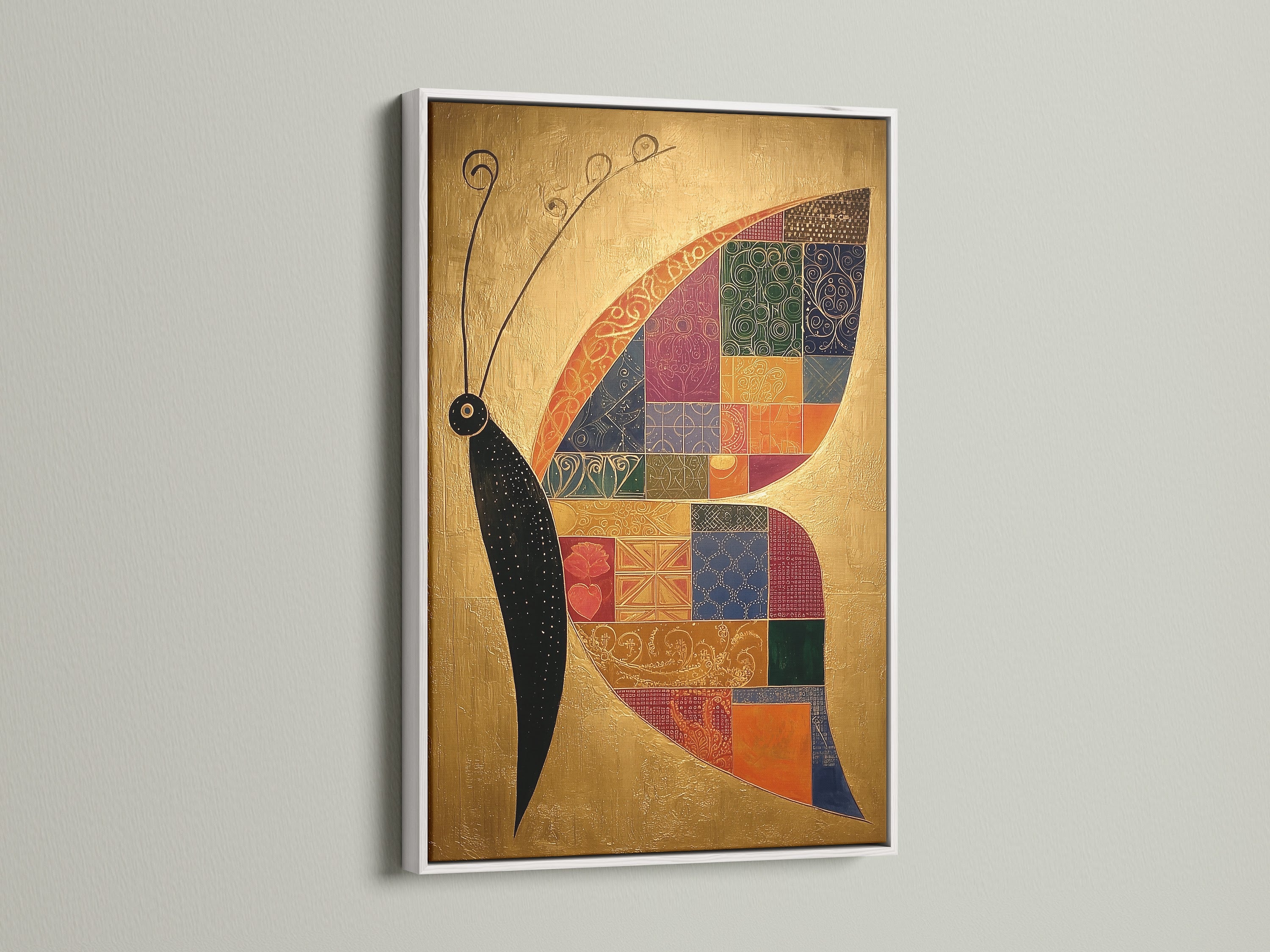 Artwork is elegantly presented in a white frame. The white frame offers a clean and modern look. It allows the art to truly stand out. White frames provide a versatile option for any artwork. See how a white frame transforms your piece