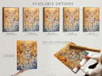 Available options for the Lioness Portrait art. Choose from stretched canvas print fine art poster paper or floating frame. Customize your artwork to match your style. Create a unique and personalized wall decor. Explore our options today