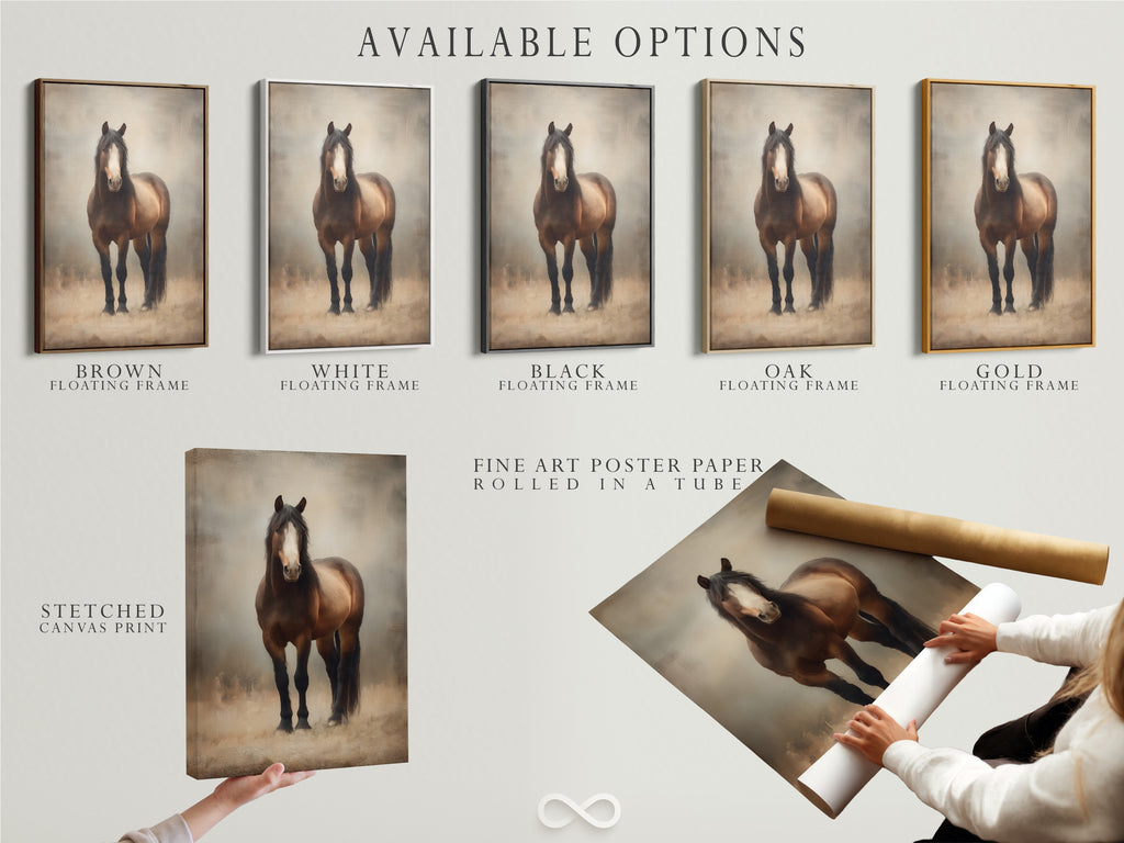 Majestic Brown Horse Print - Rustic Equine Wall Art, Western Home Decor, Animal Photography, Farmhouse Style Artwork for Living Room