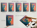 This image shows available art options. Options include a stretched canvas print. Fine art poster paper and a floating frame are also available. Customize your art to match your style. Explore all our available options today.