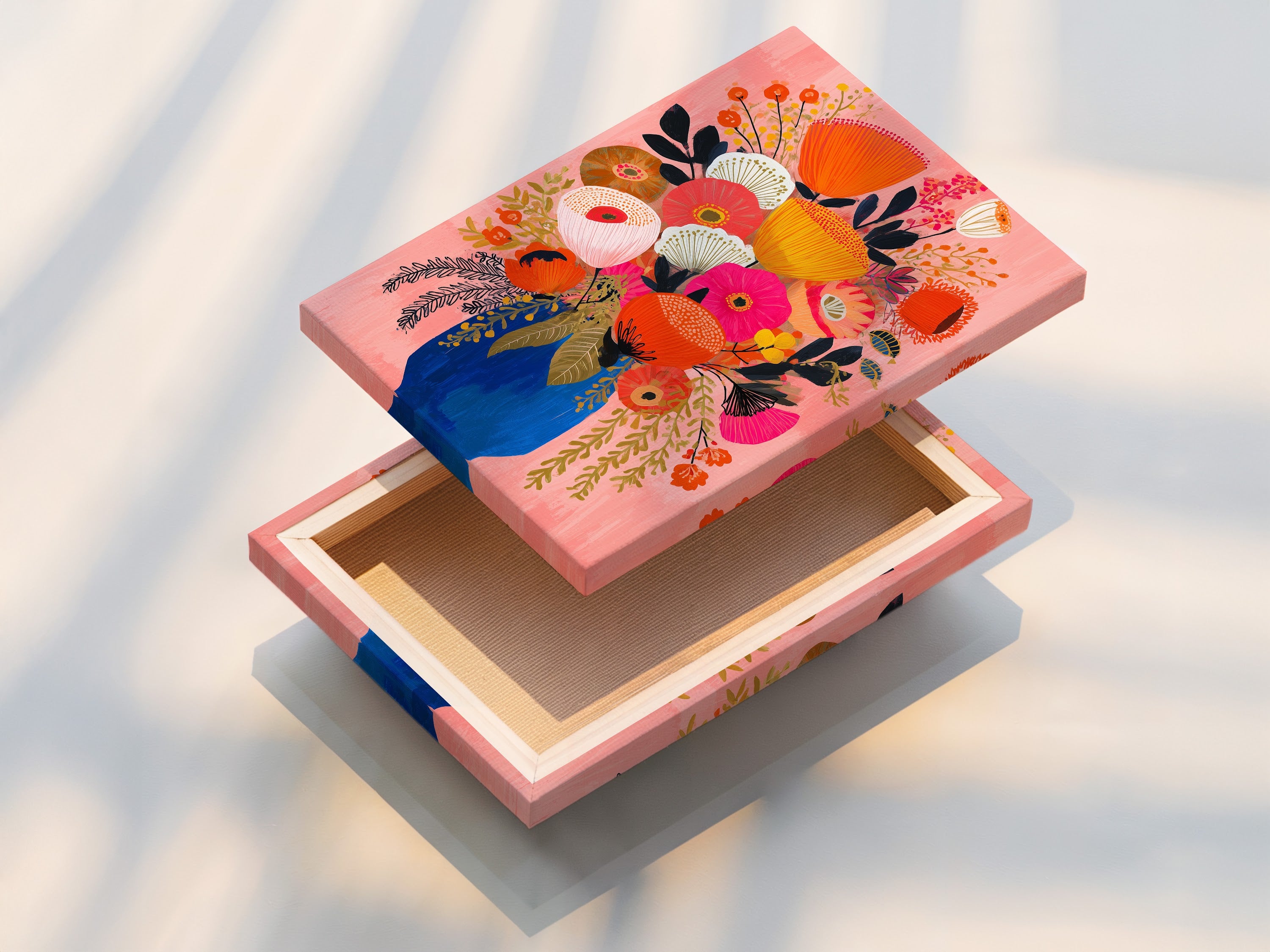 Vibrant Floral Art Print - Colorful Botanical Wall Art, Modern Flower Bouquet Poster, Pink Blue Home Decor, Living Room Art