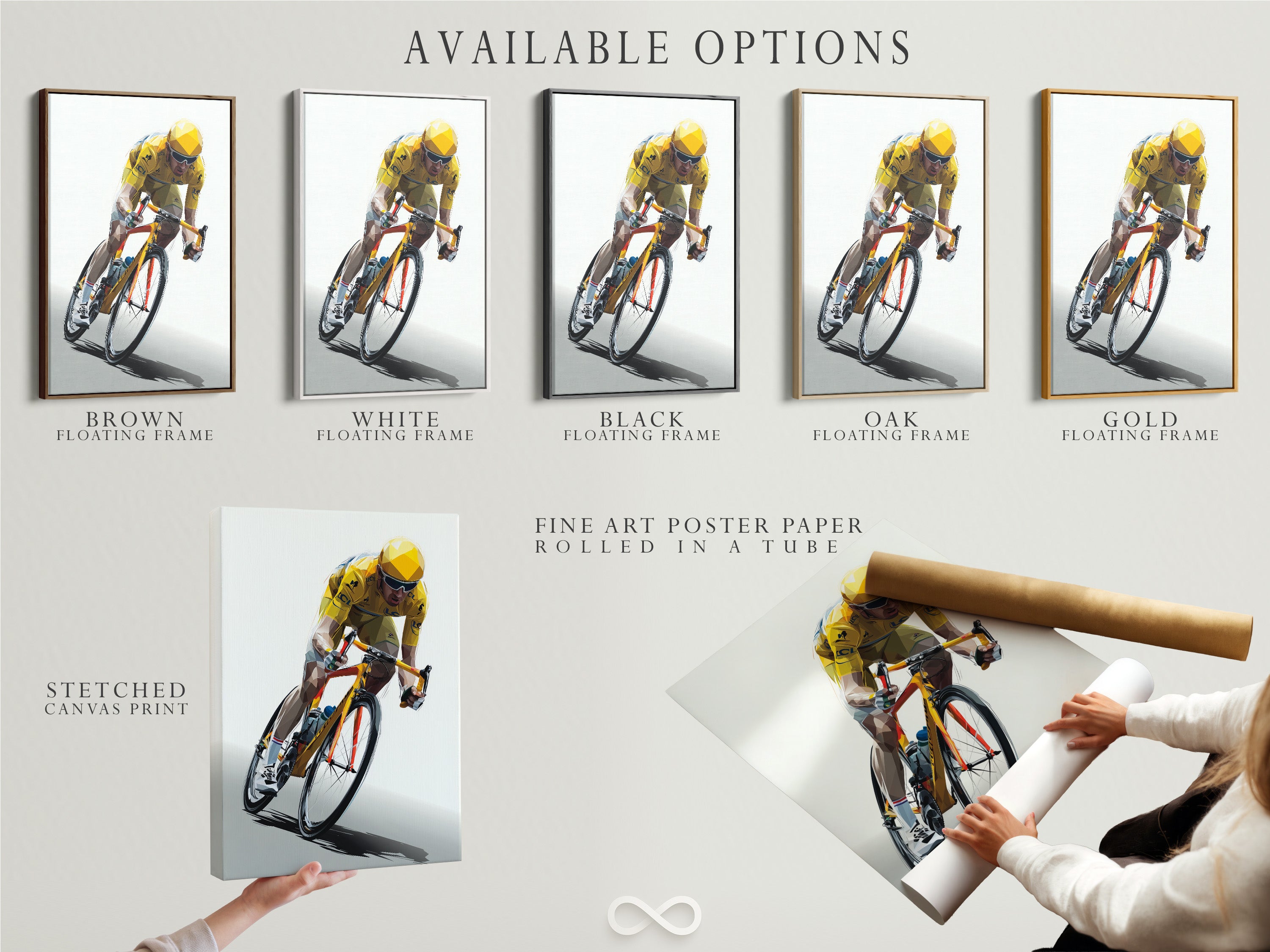 Available options include a stretched canvas print fine art poster paper and a floating frame. Choose the perfect medium to display your artwork.  Customize your artwork to match your style.  Explore our wide range of options today.  Create your perfect artwork.