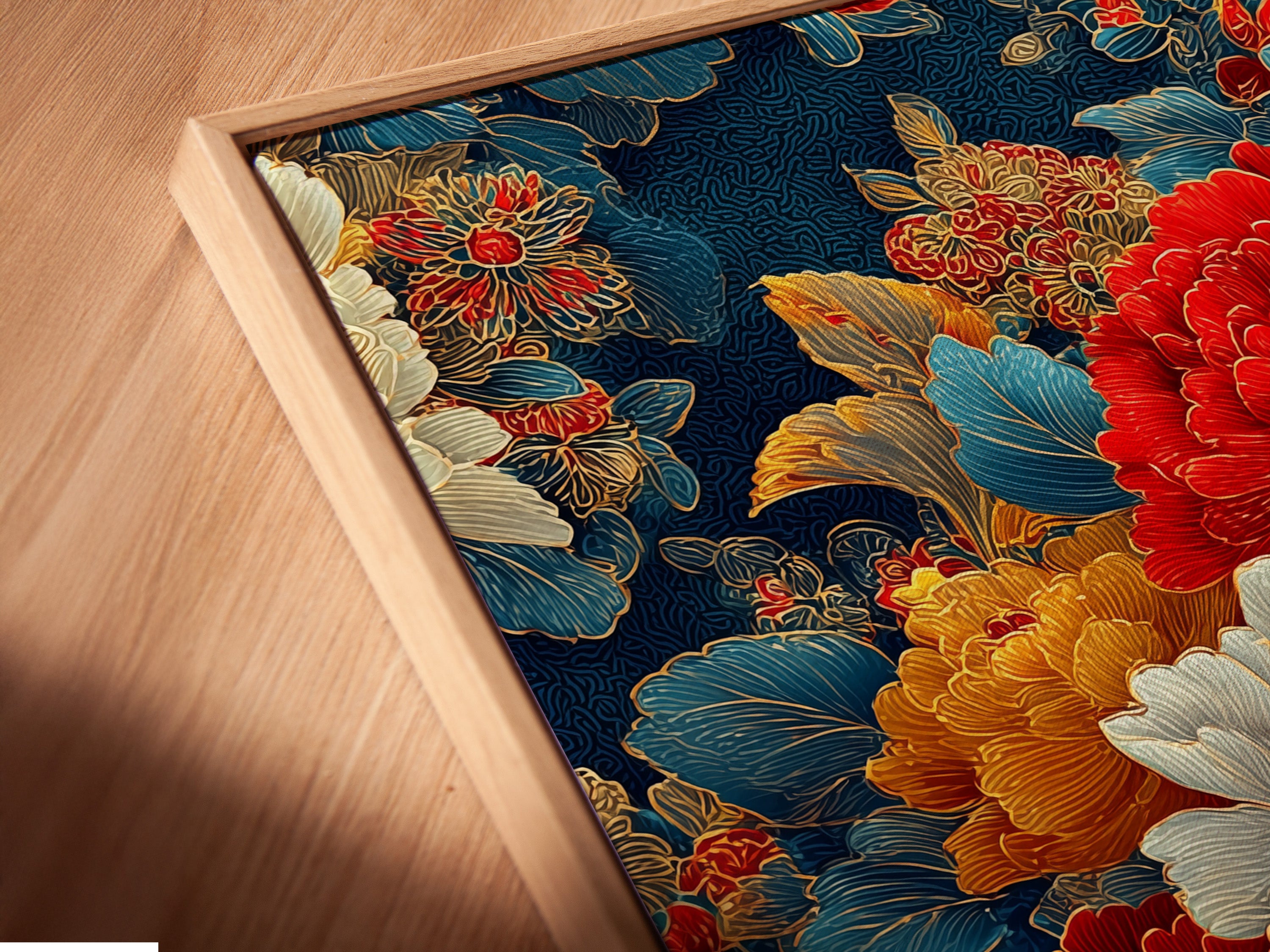 Vintage Peony Canvas Print - Asian Floral Wall Art, Traditional Botanical Art for Living Room Decor