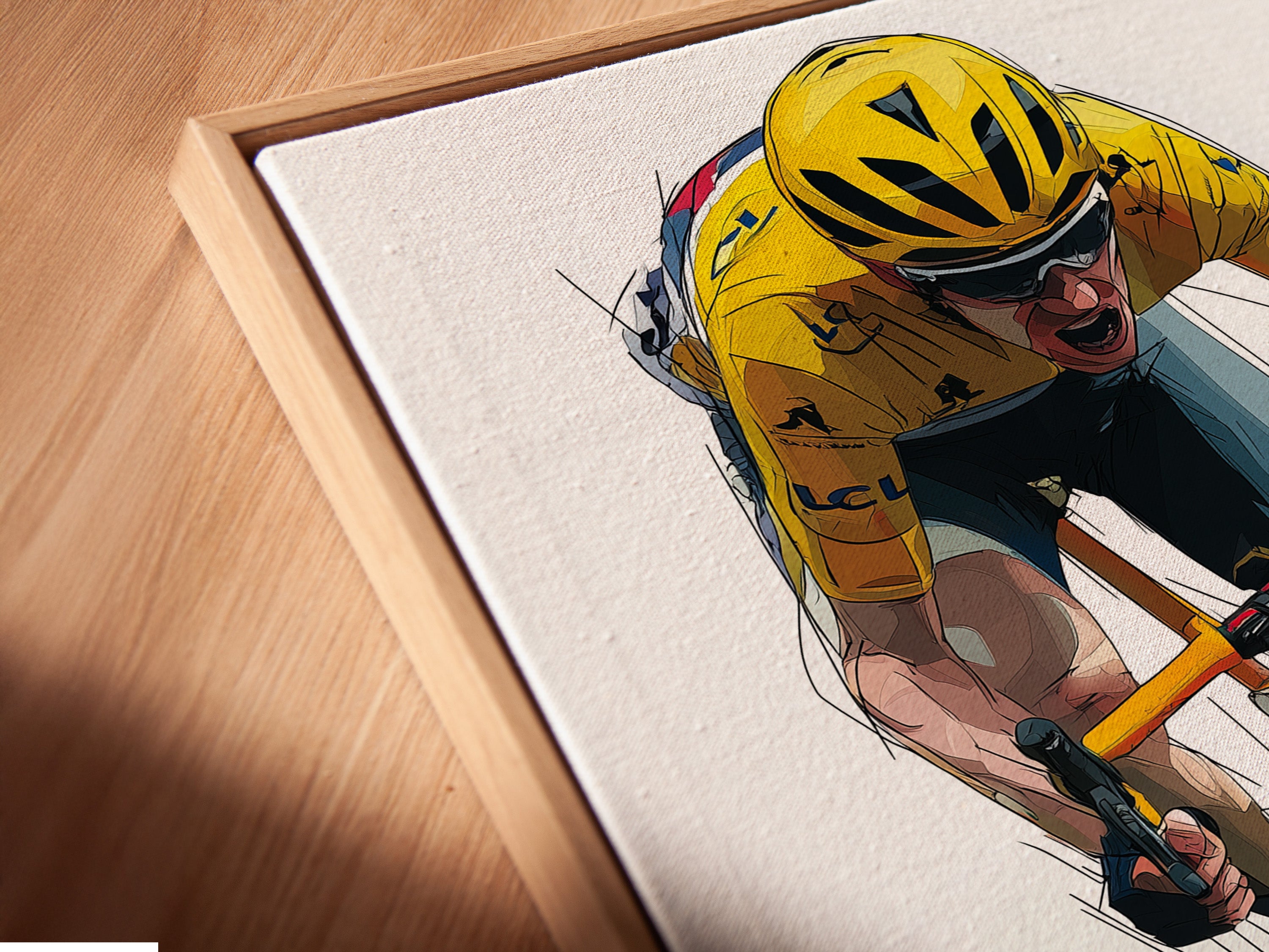 Close-up of a canvas print in a floating frame. The floating frame gives the artwork a modern look. It creates a beautiful shadow effect. Viewers will love the depth and dimension of the print.