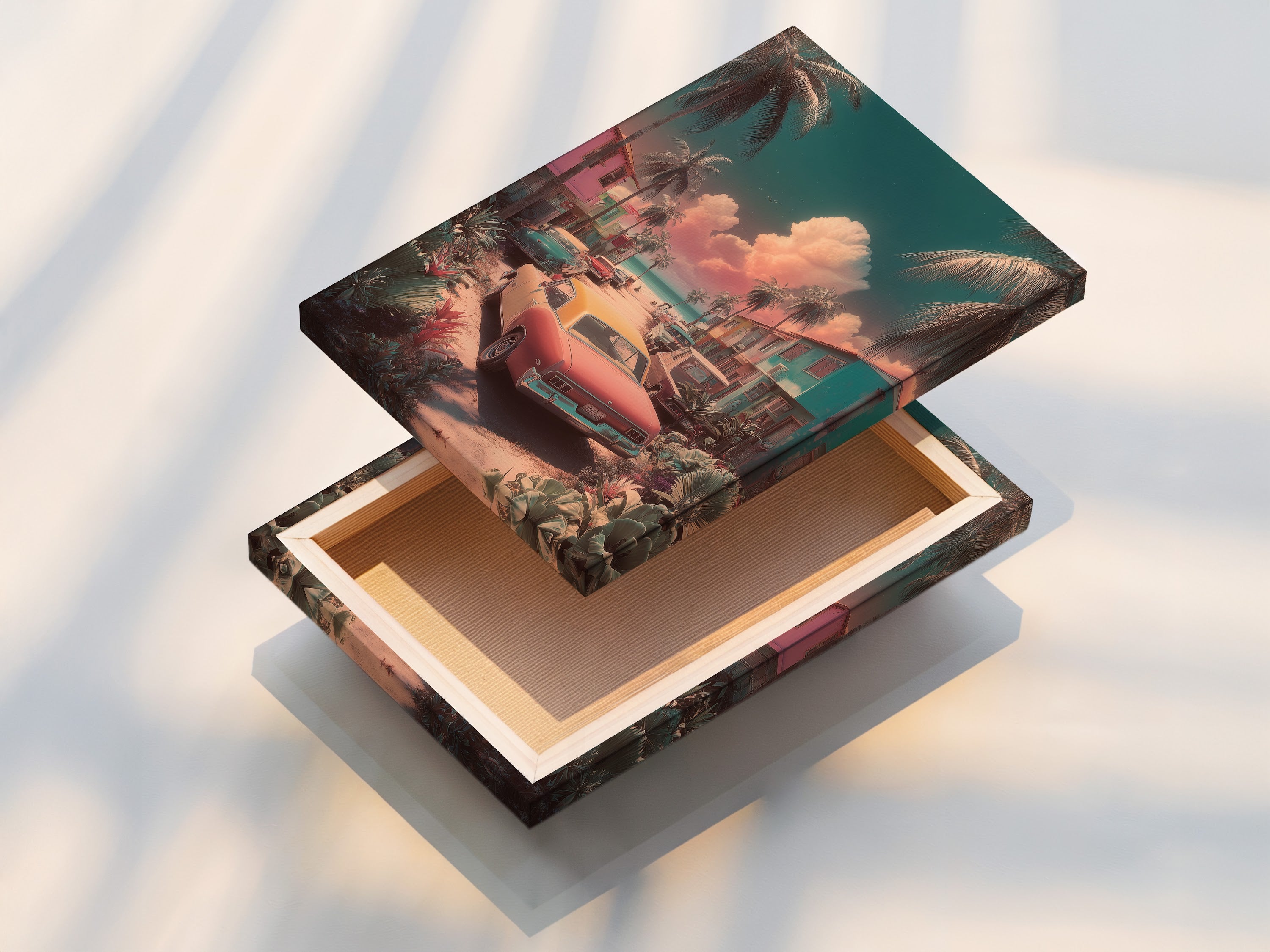 A stretched canvas print showcases vibrant colors and detailed artwork. The stretched canvas print is ready to hang and enjoy. The artwork is perfect for adding a touch of color to your space. The canvas texture enhances the artwork.