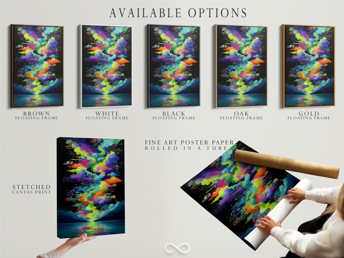 Explore available options including stretched canvas prints fine art poster paper and floating frames. Customize your colorful cloudscape artwork. Find the perfect modern art to suit your style. Discover abstract lake art today.