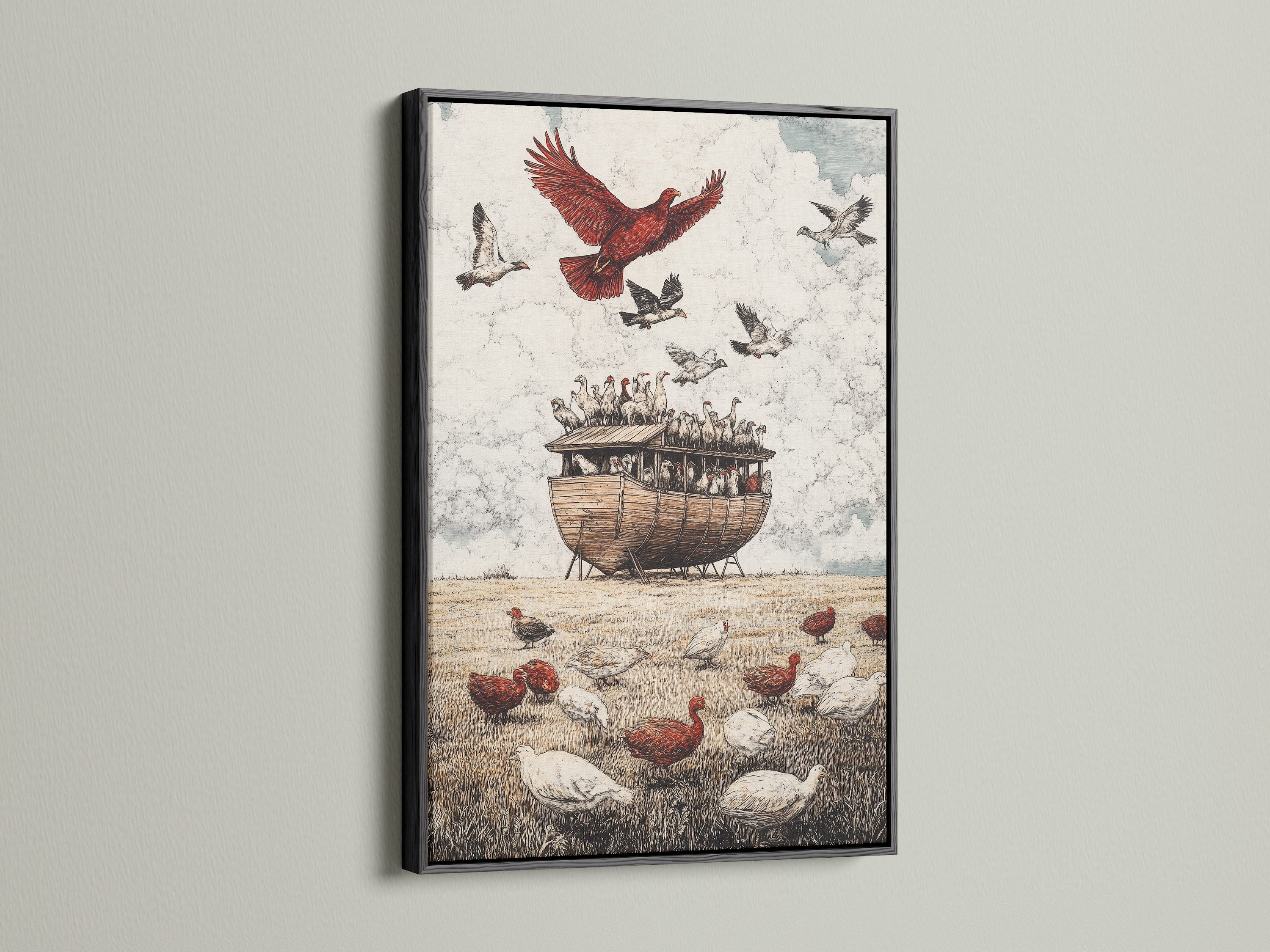 Artwork in a sleek black frame. The black frame adds a touch of sophistication to the artwork. A black frame is a classic and timeless choice. It makes a bold statement on any wall.