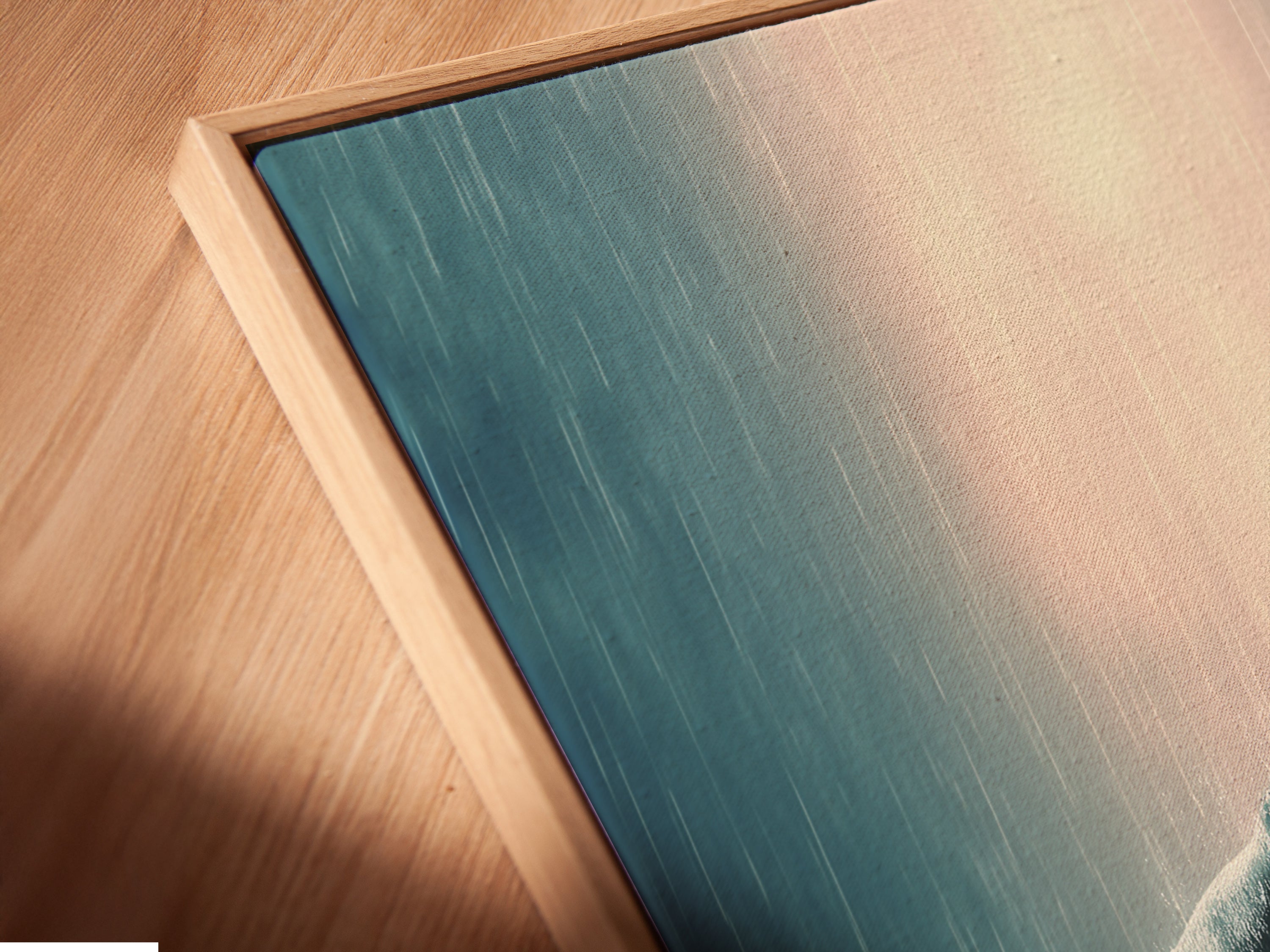 Angled close up of a whale canvas print. It's in a floating frame. It is ocean wildlife wall art. It features a humpback whale. This is marine life artwork. The whale artwork is perfect for coastal wall decor.