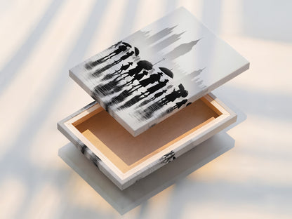 Experience the beauty of our stretched canvas print. This London artwork is ready to hang and enjoy. The black and white cityscape brings a touch of elegance to any room. Perfect for minimalist decor. See the quality in our urban photography and England art.