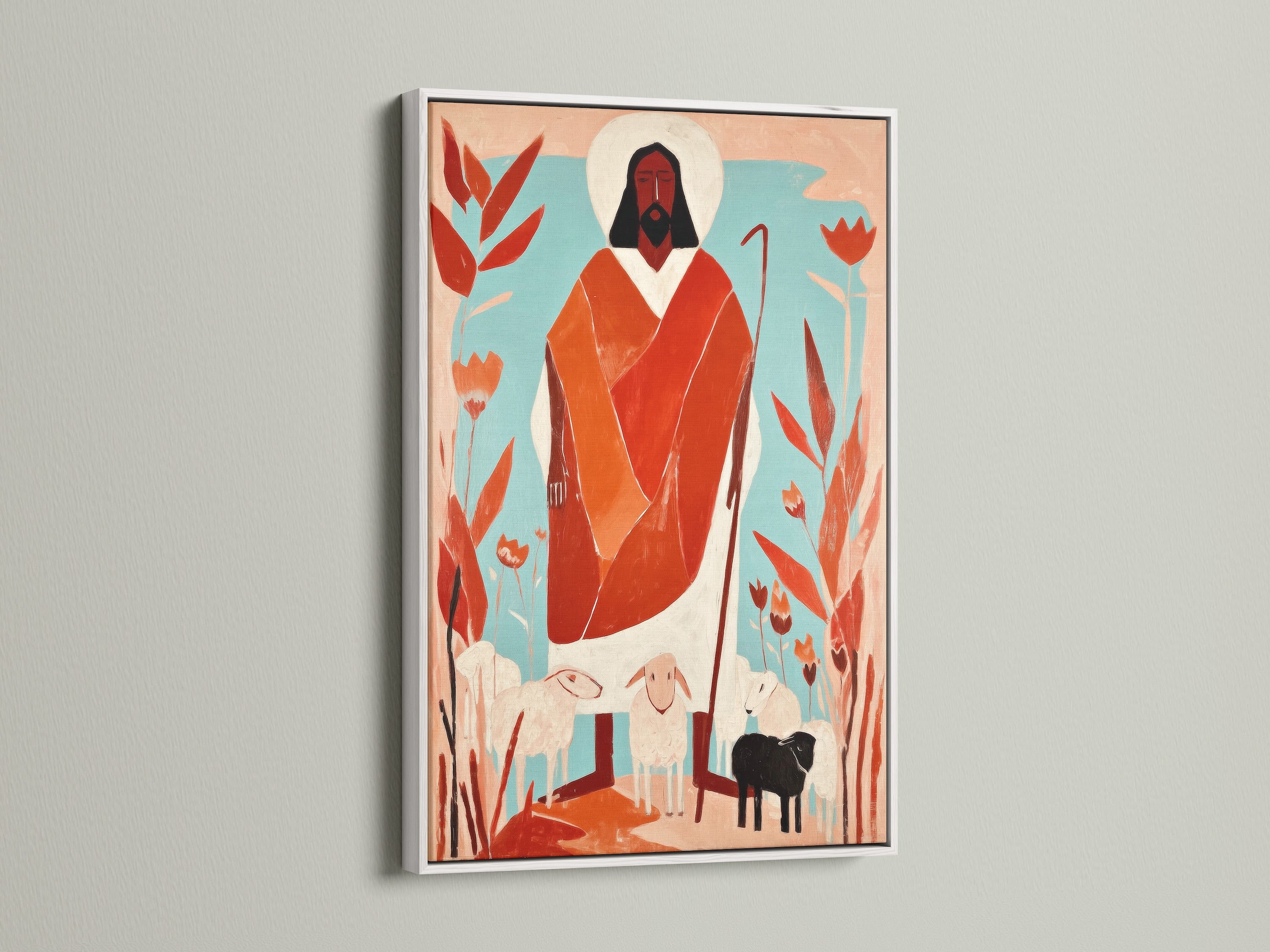 Artwork in a white frame against a clean white wall. The white frame offers a fresh and modern look. It complements any artwork style. Enhance your home decor with framed art. Explore our options today.