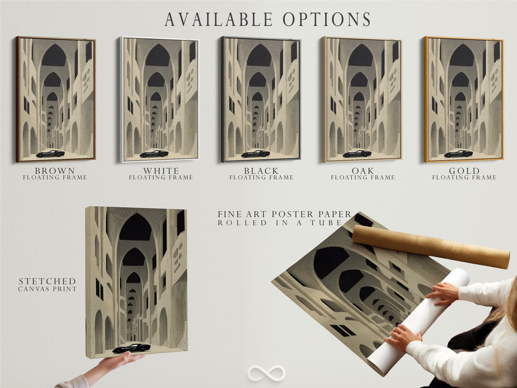 Discover available options for your gothic cathedral art. Choose from stretched canvas prints fine art poster paper or a floating frame. Customize your vintage architecture wall art to fit your style. Elevate your medieval church canvas with these options.