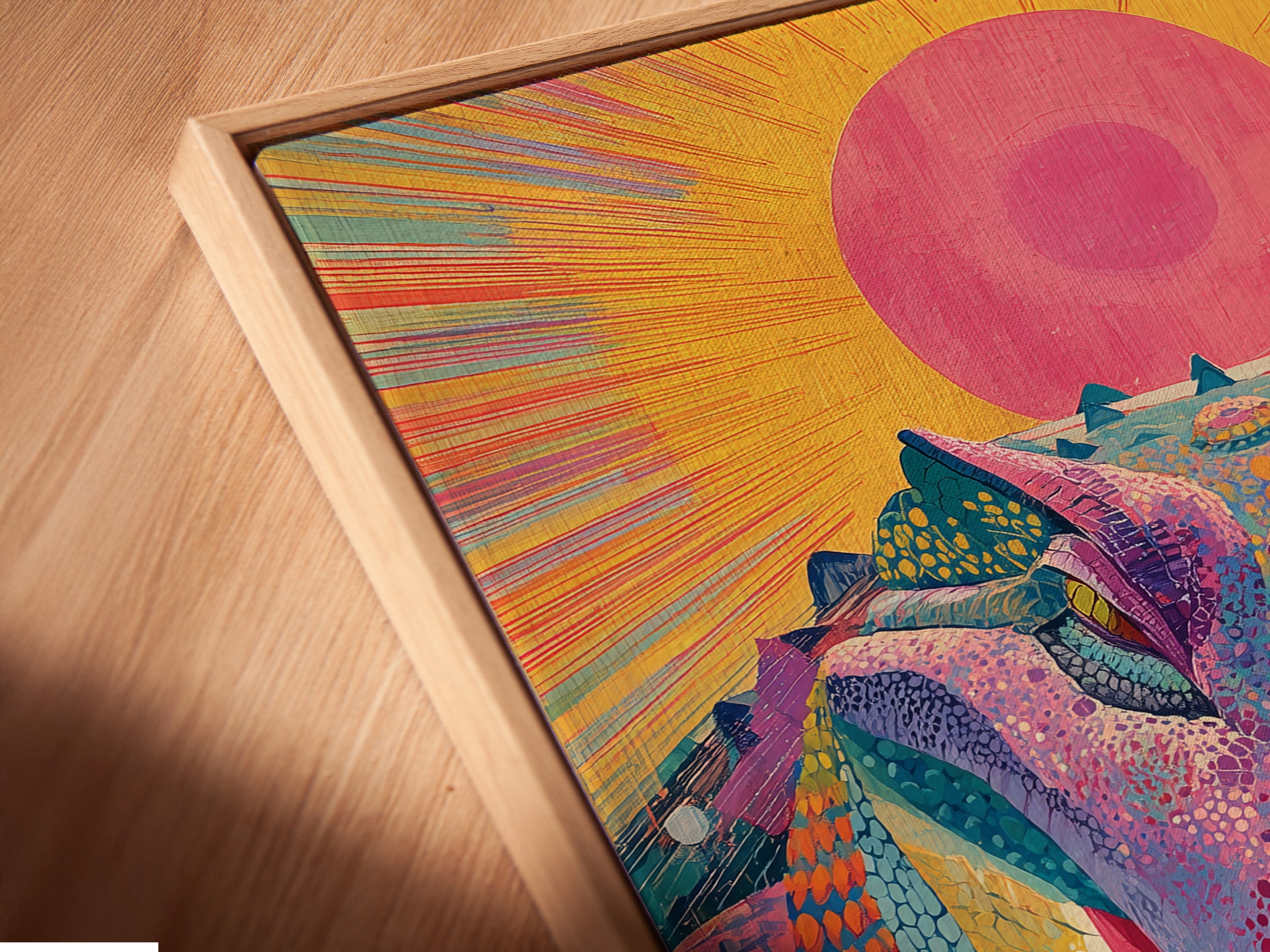 Psychedelic Alligator Art Print - Colorful Reptile Wall Art, Trippy Animal Poster, Retro Sun Design, Vibrant Home Decor