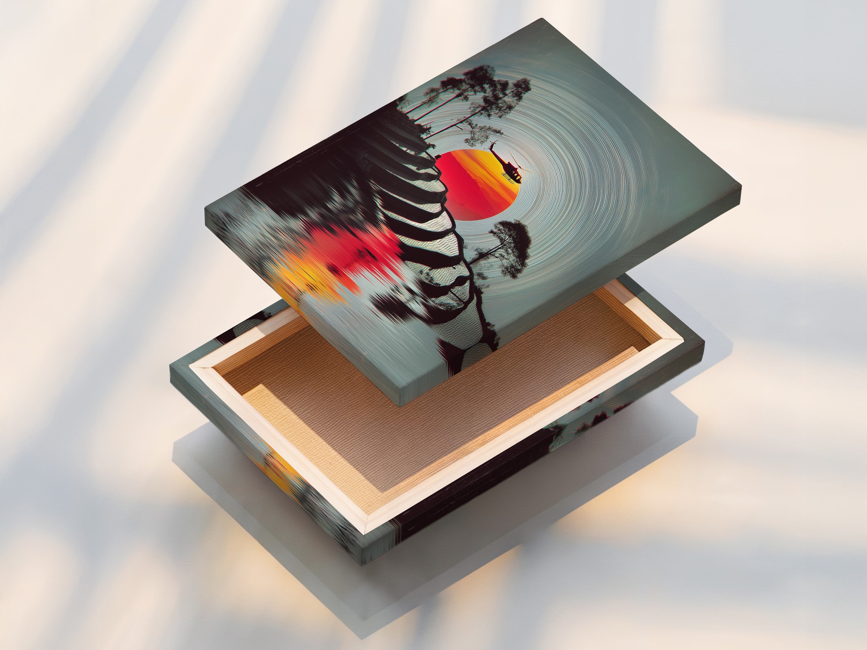 See the beauty of a stretched canvas print. The terraced rice fields artwork is ready to hang. No framing needed for this stunning piece. It's perfect for homeowners seeking elevated vintage travel art. Add the final touch to your interior.