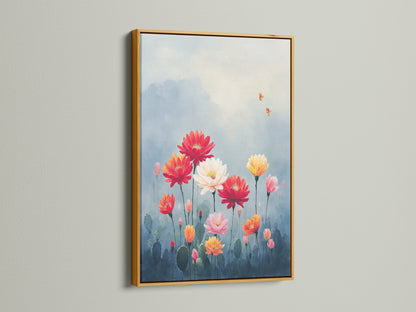 Enhance your decor with a gold framed Floral Garden art print. This colorful artwork adds a touch of elegance. Transform your space with botanical artwork. Perfect for any room.