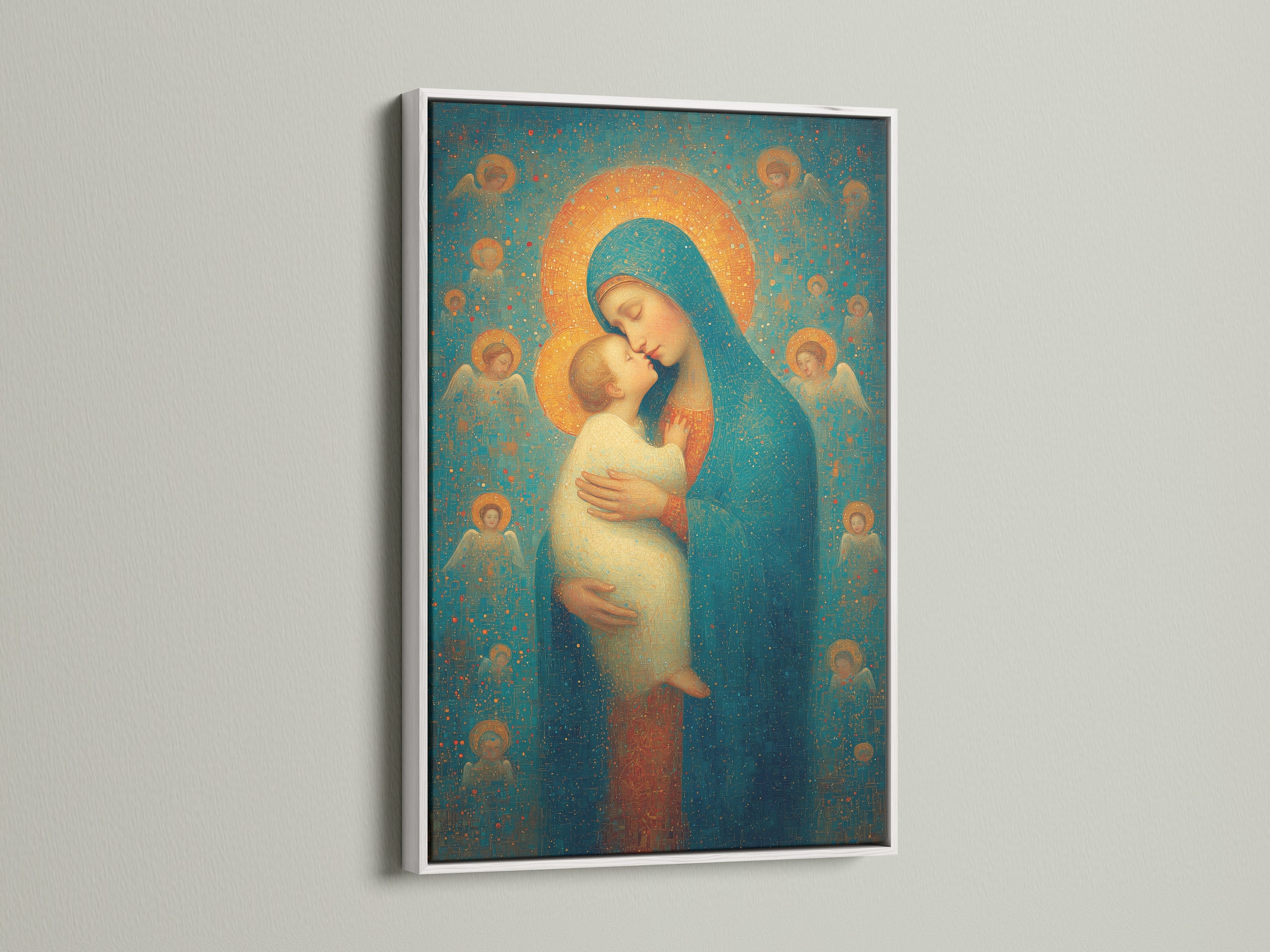 Artwork displayed in a white frame. A clean white frame enhances the artwork. A white frame offers a modern touch to your artwork. Discover the beauty of white frames.