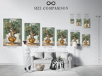 Size comparison chart in an interior setting. Visualize the perfect art size for your space. Compare different dimensions to find the ideal fit. This chart helps you make informed decisions. Transform your home with the right art size.