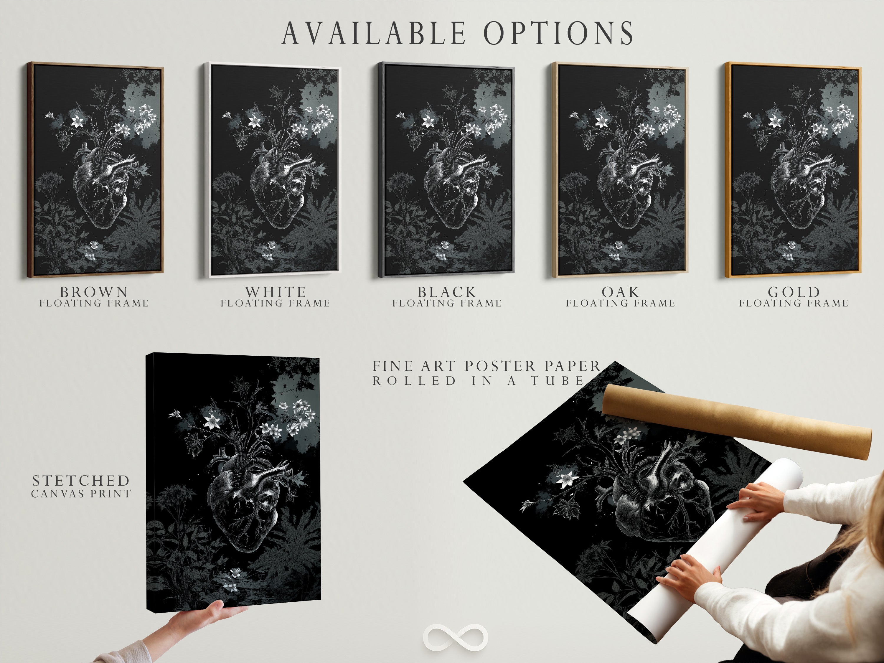 Explore available options for art prints. Options include stretched canvas prints and fine art poster paper. Consider the floating frame option for a unique display. Find the perfect format to suit your style and space.