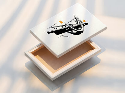 This is a stretched canvas print of the Highway Overpass artwork. This urban minimalist wall art enhances modern spaces. The cityscape print features a black and white geometric design. Ideal for office decor and contemporary interiors. Add a touch of sophistication with this artwork.