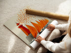 A woman carefully rolls a fine art poster paper. This high-quality paper ensures the artwork looks its best. Ideal for nautical and coastal art prints. Perfect for preserving the details of your favorite seascape artwork. Discover the beauty of fine art posters.