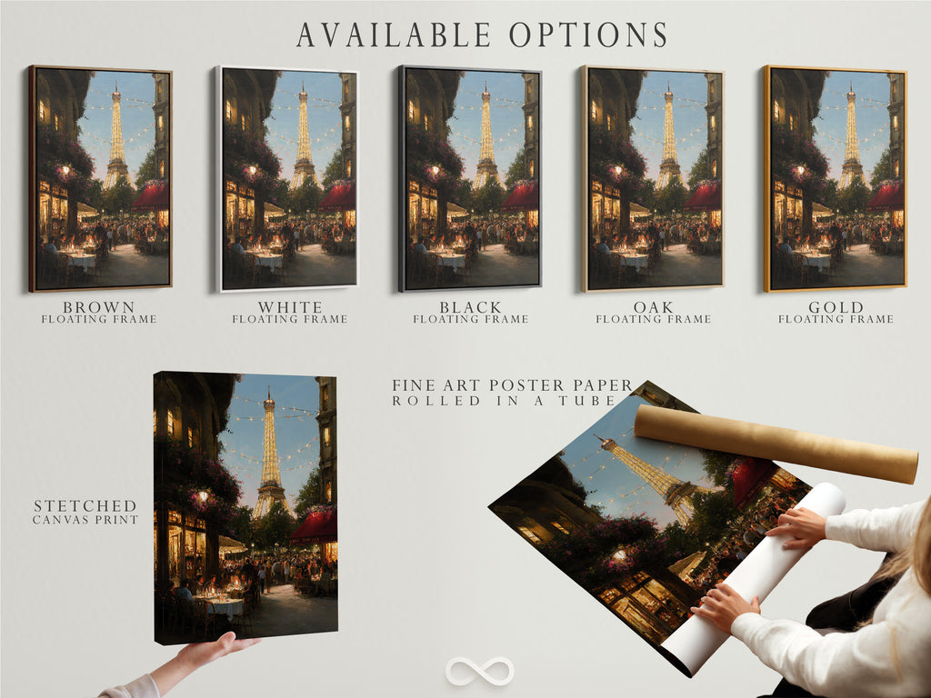 Various available options are showcased here. These include stretched canvas prints fine art poster paper and floating frames. Choose the perfect combination to display your artwork. Explore our range of options to customize your art.