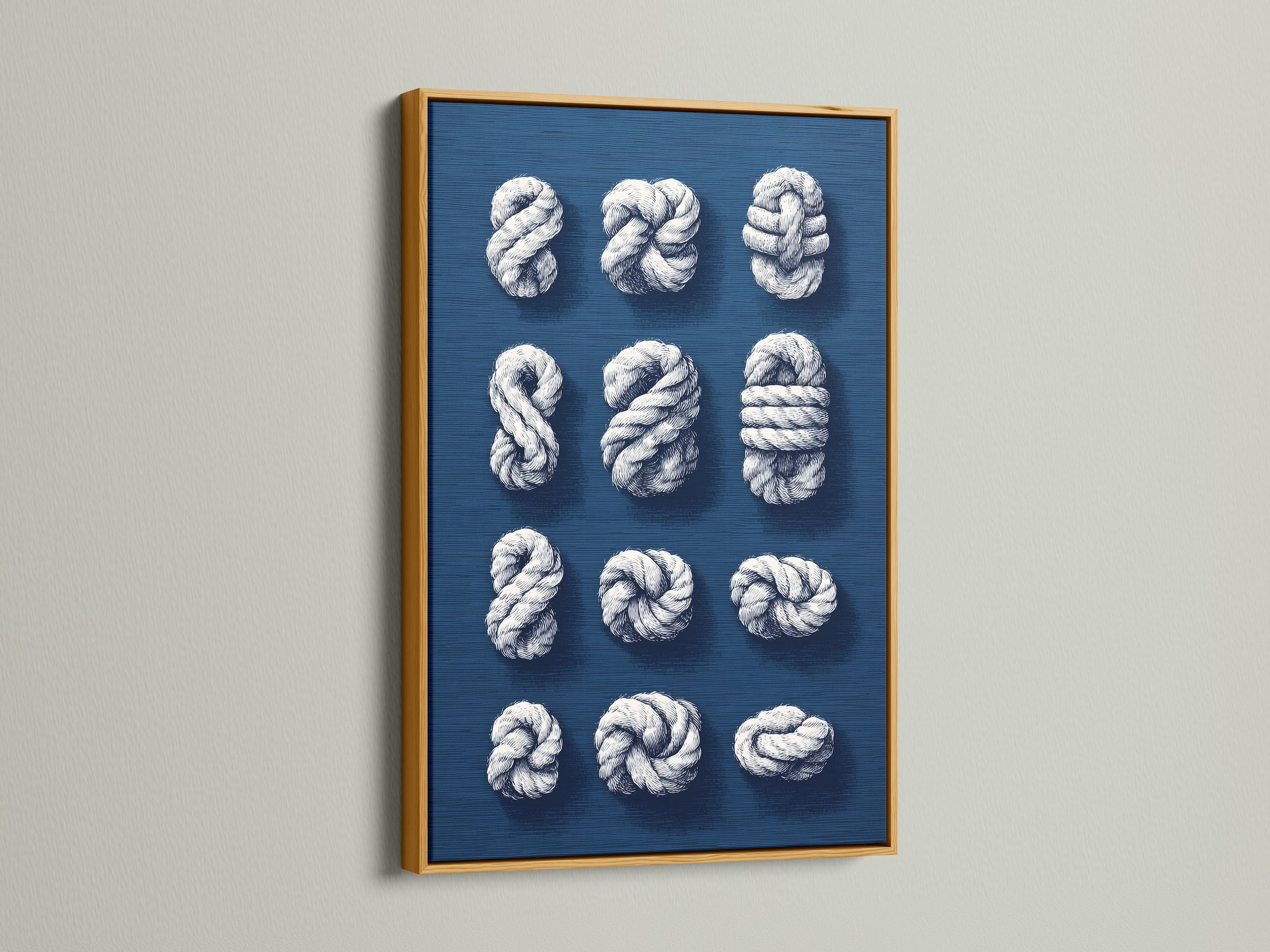 Nautical Rope Knots Canvas Print - Navy Blue Coastal Wall Art, Maritime Decor for Beach House Living Room