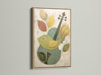 The Bird and Violin Canvas Print is showcased in an oak frame. The warm tones of the wood complement the artwork. The abstract musical theme adds charm. Ideal for homeowners and art collectors. Discover this beautiful piece.
