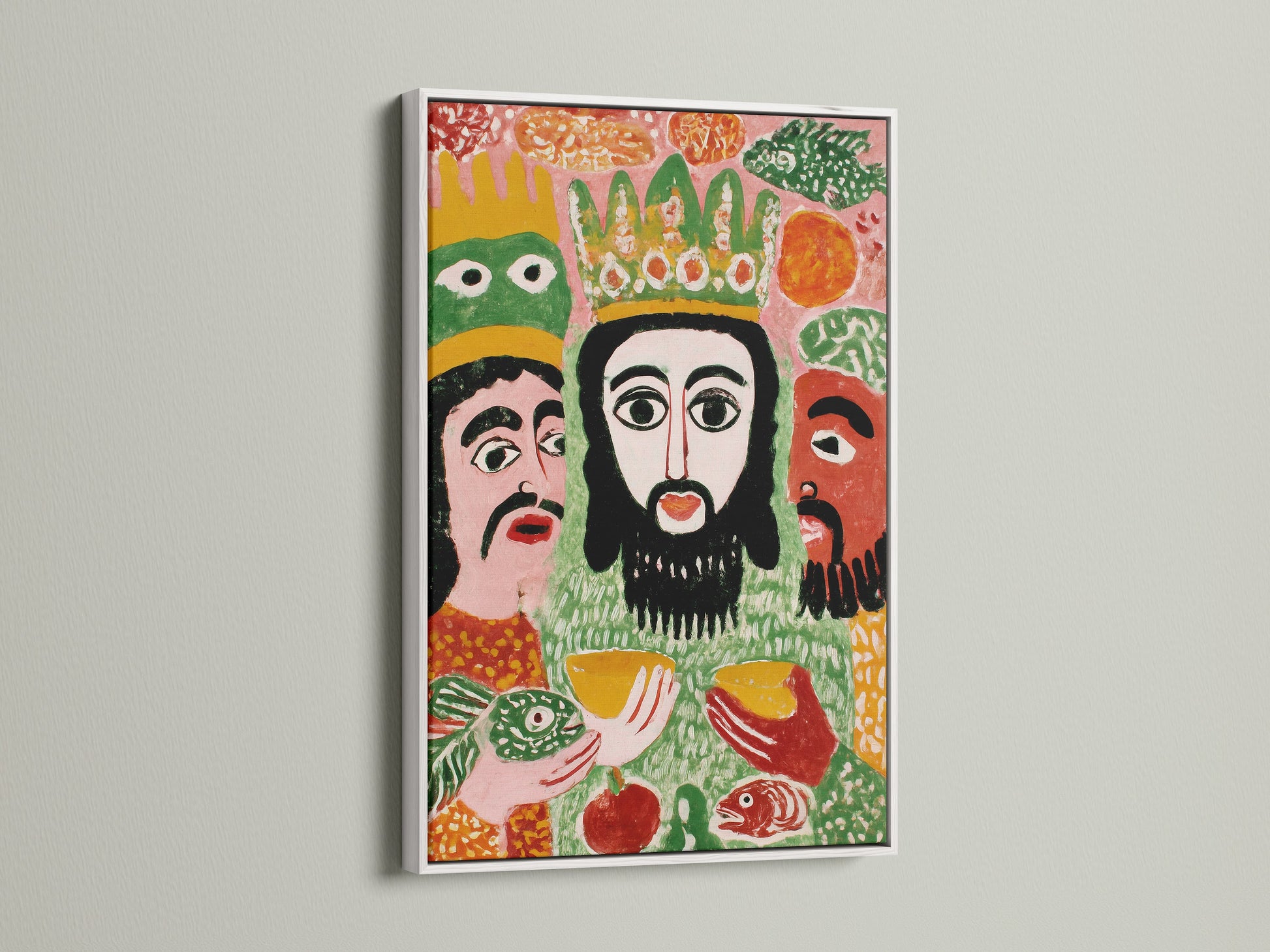 Three Kings canvas in white floating frame