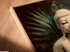 A close-up of a canvas print featuring vintage Buddha artwork in a floating frame. The spiritual zen decor is elevated by this modern framing style. Ideal for meditation spaces and yoga studios. Enhance your peace wall art with this calming piece.