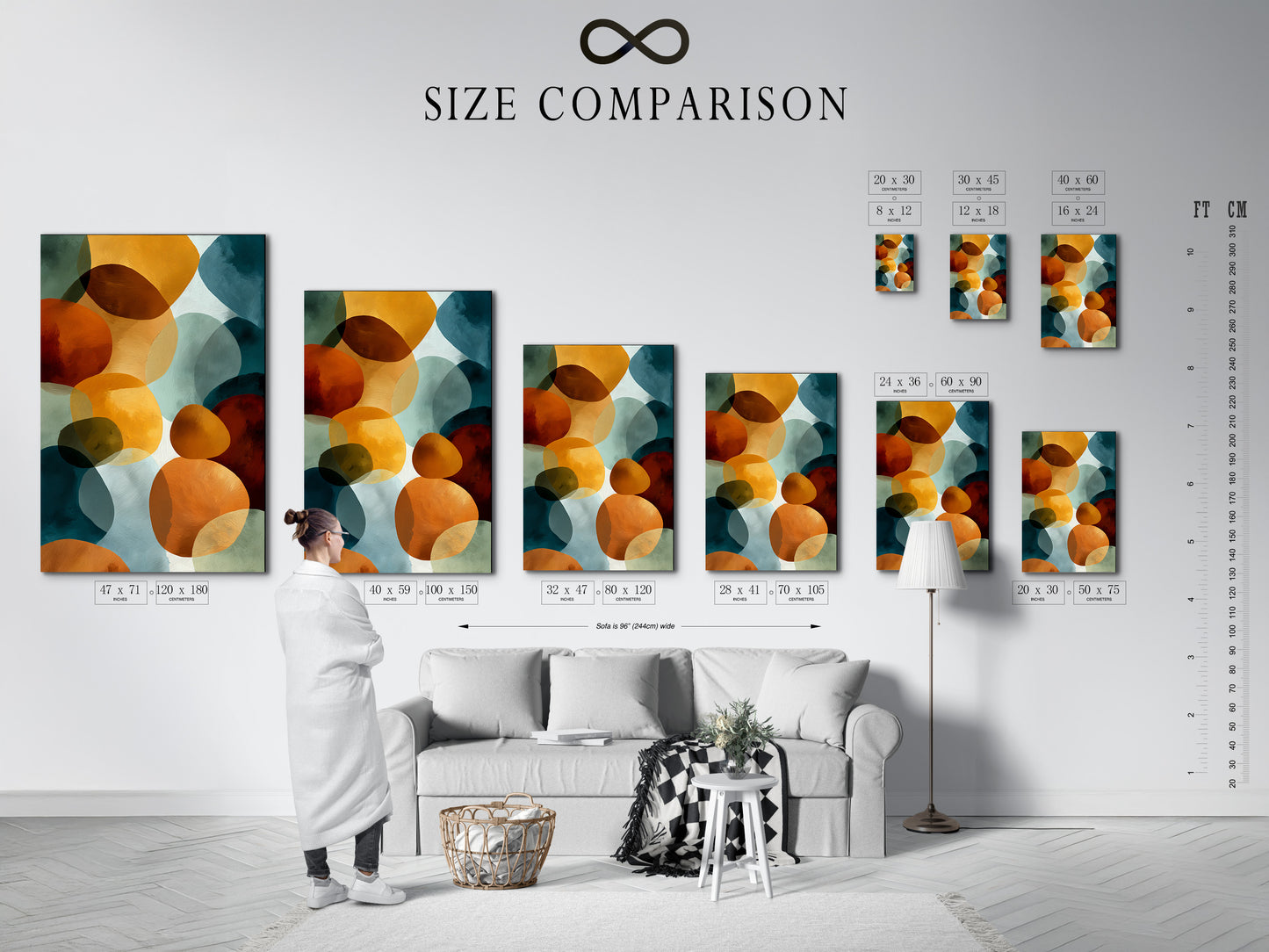 Abstract Geometric Canvas Print - Modern Organic Shapes Wall Art, Contemporary Home Decor for Living Room