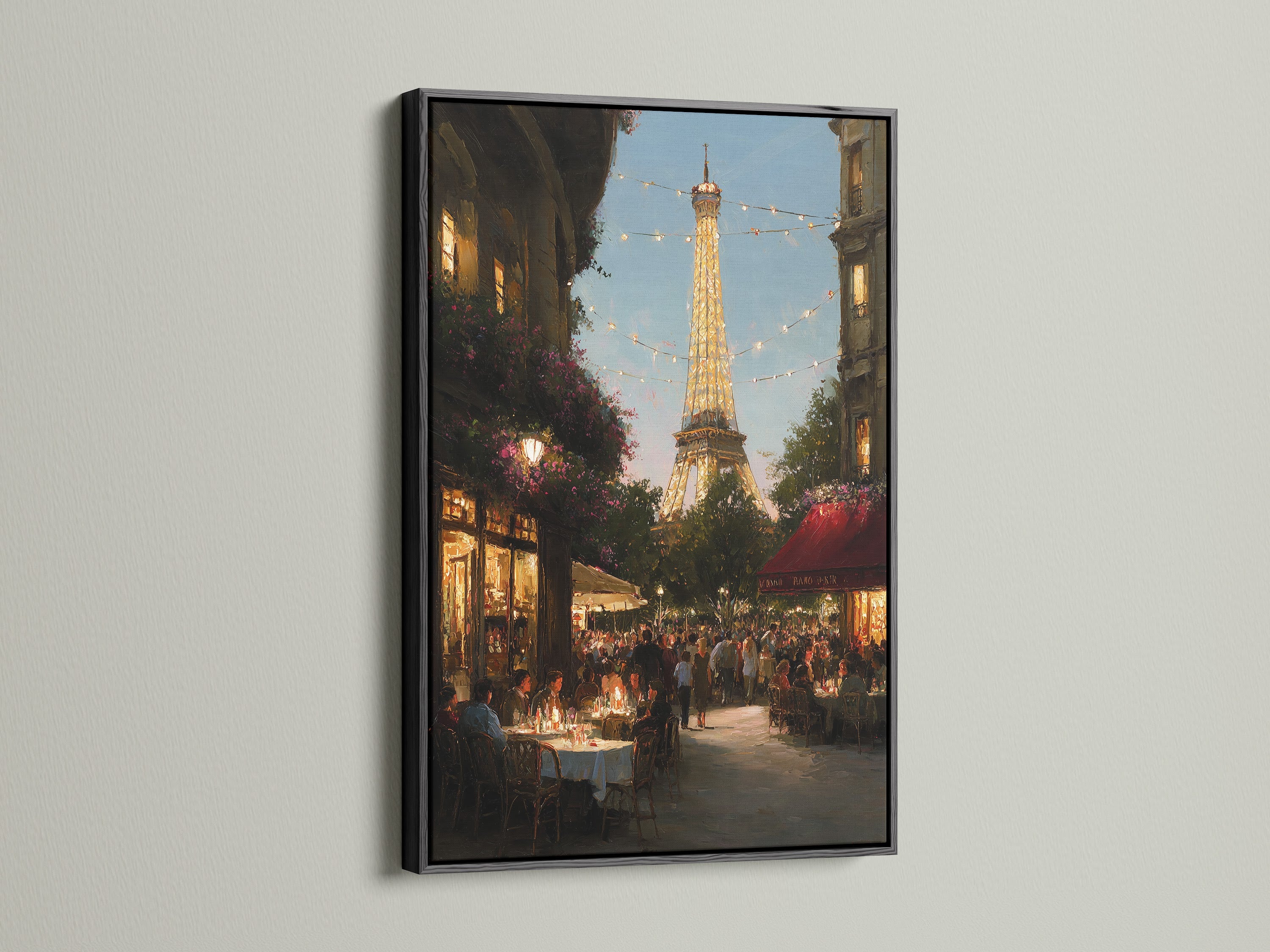 The artwork of the Eiffel Tower in Paris is highlighted by a sleek black frame. Black frames add a touch of sophistication and contrast. It makes the artwork pop. Discover the impact of black frames on your favorite pieces.