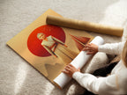 A woman is carefully rolling a fine art poster paper. Prepare your Rey Star Wars poster for display. This fine art poster will look great in your entertainment room. Sci-fi wall art is ready to be showcased.