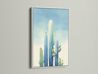 A white frame offers a clean modern look. It is a versatile option for any art style. Showcase your cactus artwork or desert canvas art with this frame. Its bright neutral tone enhances southwestern teal blue prints. Perfect for home wall decor.