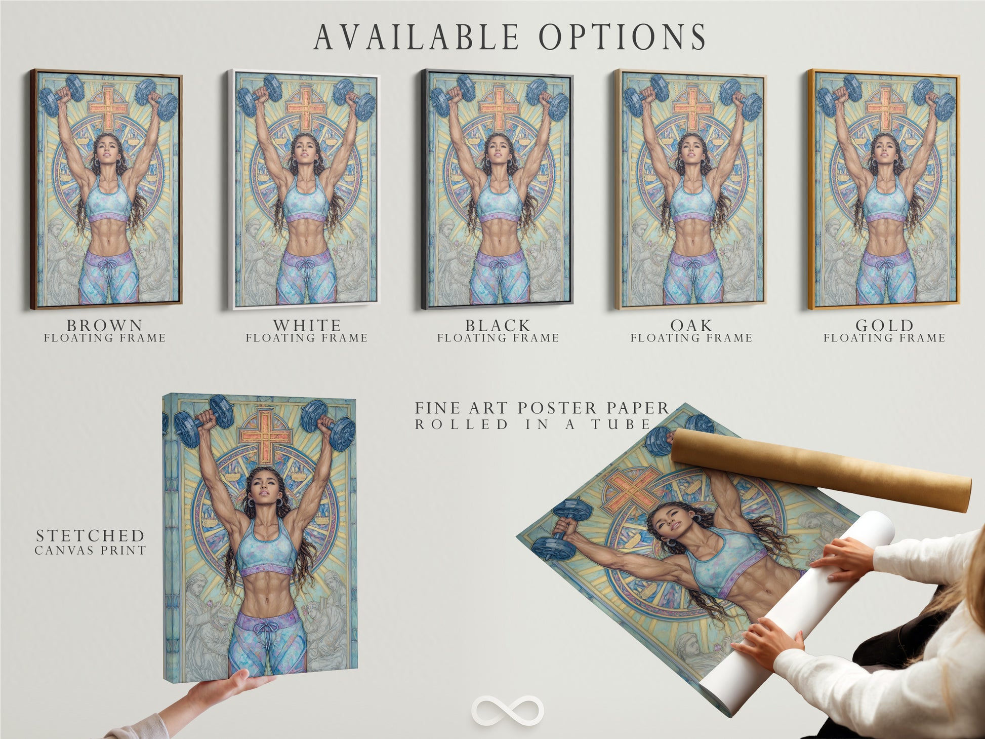 Available options include stretched canvas print fine art poster paper and floating frame. Christian Gym Wall Art for your home gym decor. Motivational artwork with a spiritual touch. Faith fitness print for workout motivation.