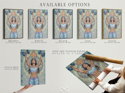 Available options include stretched canvas print fine art poster paper and floating frame. Christian Gym Wall Art for your home gym decor. Motivational artwork with a spiritual touch. Faith fitness print for workout motivation.