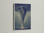 Tornado artwork showcased in a white frame. The lightning print offers a dramatic sky view. This weather wall art is perfect for studios and clinics. The white frame enhances minimalist decor. Explore atmospheric art for your home or office