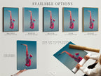 Available options. Stretched canvas print. Fine art poster paper. Floating frame. Choose your preferred style for the pink saxophone artwork. Customize your Jazz wall art. Find the perfect modern instrument print for your space.