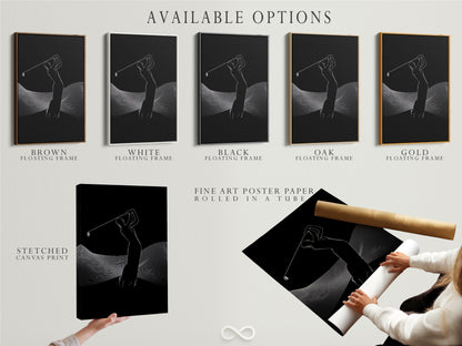Explore available options for this golf artwork. Choose from a stretched canvas print or a fine art poster paper. Consider a floating frame for an added touch of elegance. Customize your sports poster to fit your style.