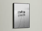 The Beach Walk canvas art is striking in a black frame. This black and white seascape photo adds elegance. Its perfect for nursery decor or any space needing minimalist art. The children print is a timeless family photo. Shop now.